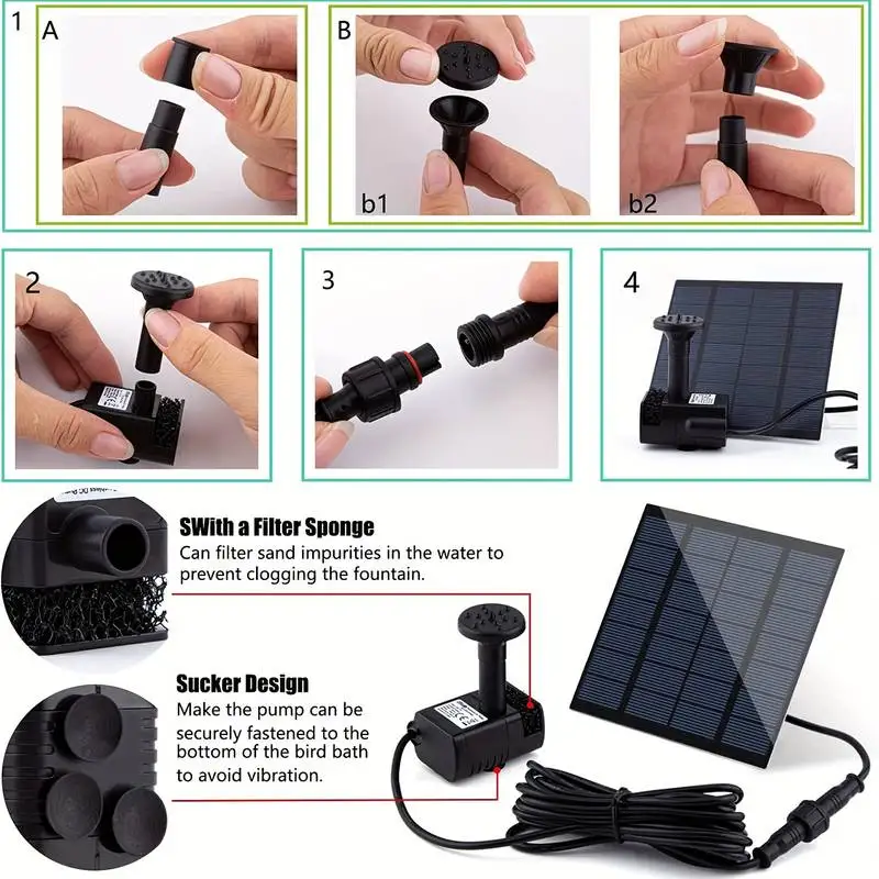 Solar Fountain with 6 Nozzles  - Bonsai Garden Fountain recension och pris